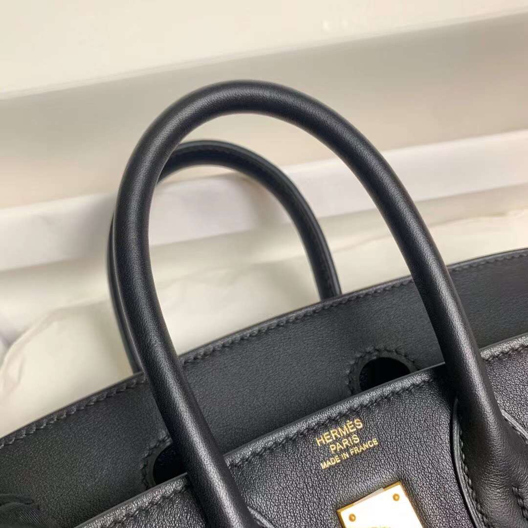 Hermes Birkin 25CM Swift Leather Handbag Black 